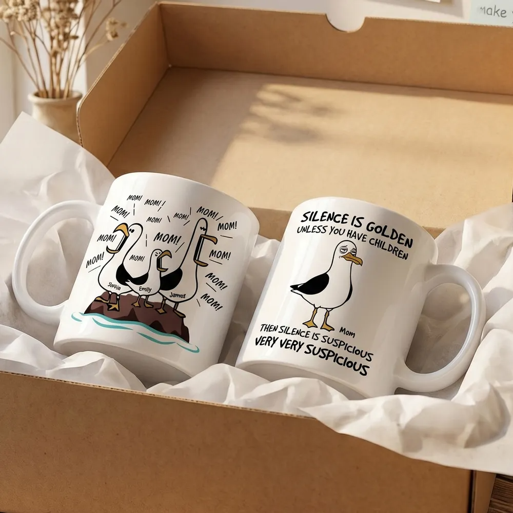 Funny Seagull Mom Mom Mom - Personalized Custom Mug - Mother's Day Gifts for Mom, Mommy
