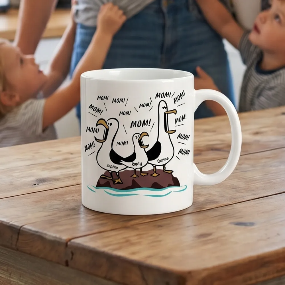 Funny Seagull Mom Mom Mom - Personalized Custom Mug - Mother's Day Gifts for Mom, Mommy