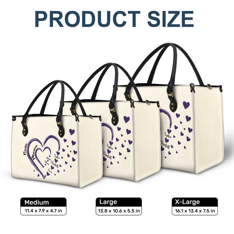 Mom's Grandma's Sweethearts – Personalized Leather Handbag for Mom, Wife, or Grandma | Birthday, Mother's Day or Any Occasion