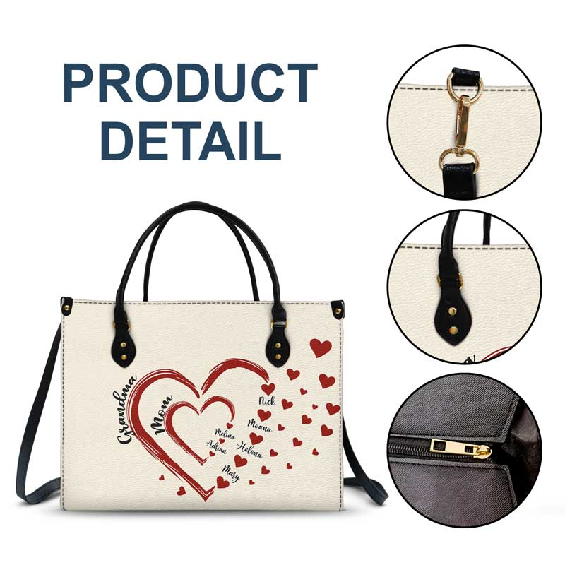 Mom's Grandma's Sweethearts – Personalized Leather Handbag for Mom, Wife, or Grandma | Birthday, Mother's Day or Any Occasion
