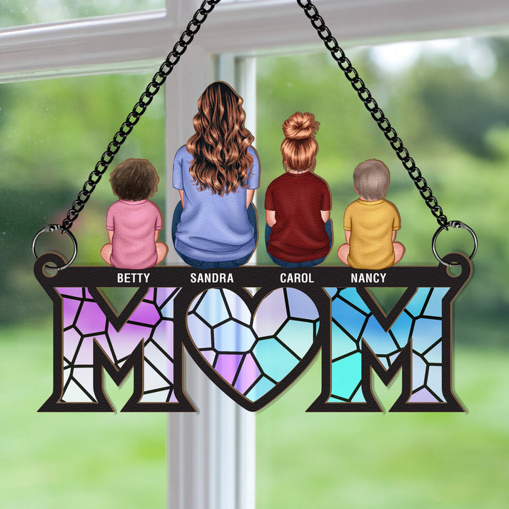 Personalized Mother & Children Bond suncatcher ornament, alternate view 4