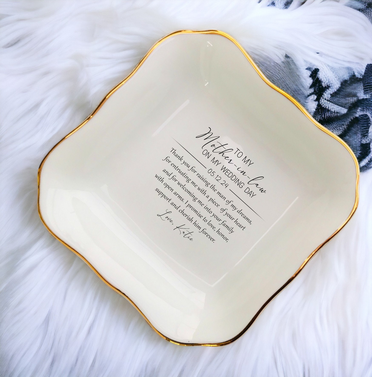 Mother-in-Law Trinket Tray - Personalized Jewelry Dish - Gift For Mother-in-Law, Bridal Shower Gifts From Bride
