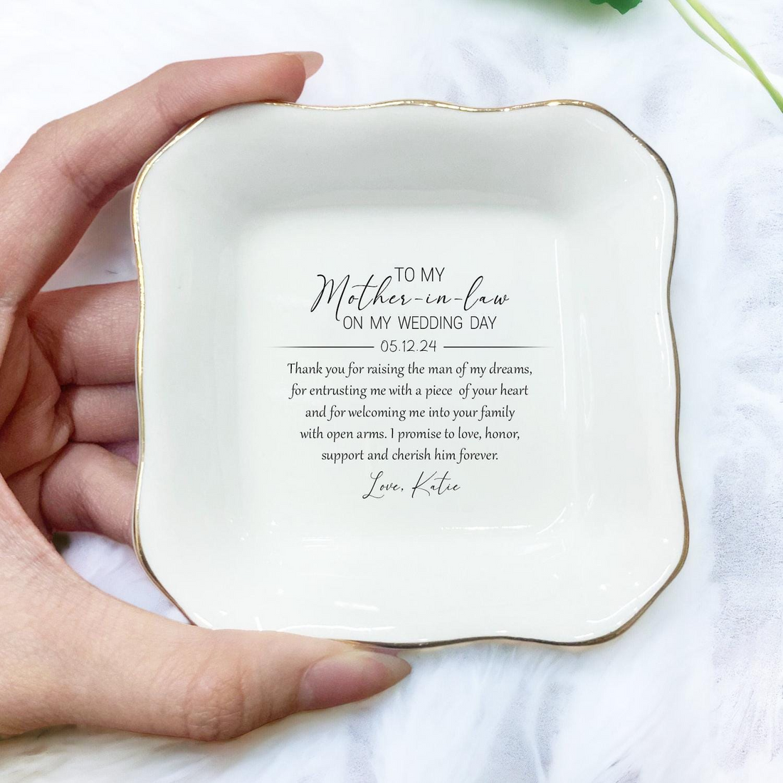 Personalized Mother-in-Law Trinket Tray jewelry dish, alternate view 2