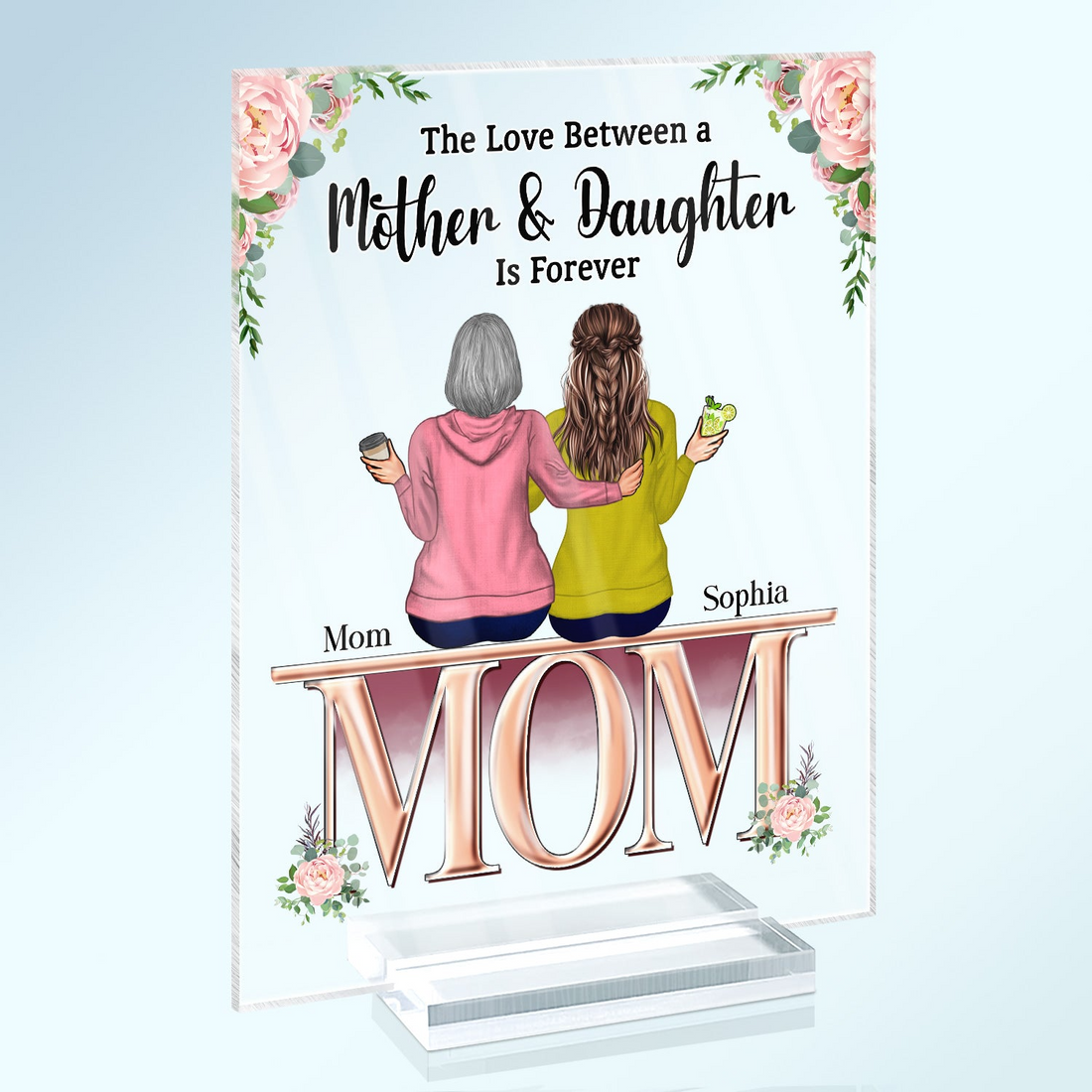 Personalized Mother And Daughter Best Friends Forever From The Heart acrylic plaque, alternate view 2