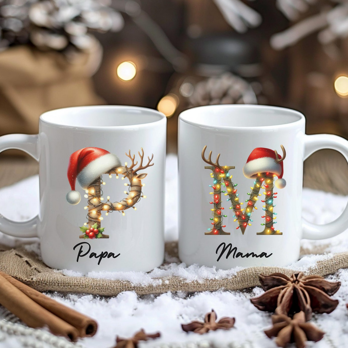 Monogrammed Christmas Mug Custom Name - Personalized Custom Mug - Christmas Gift For Family Members, Friends, Coworkers