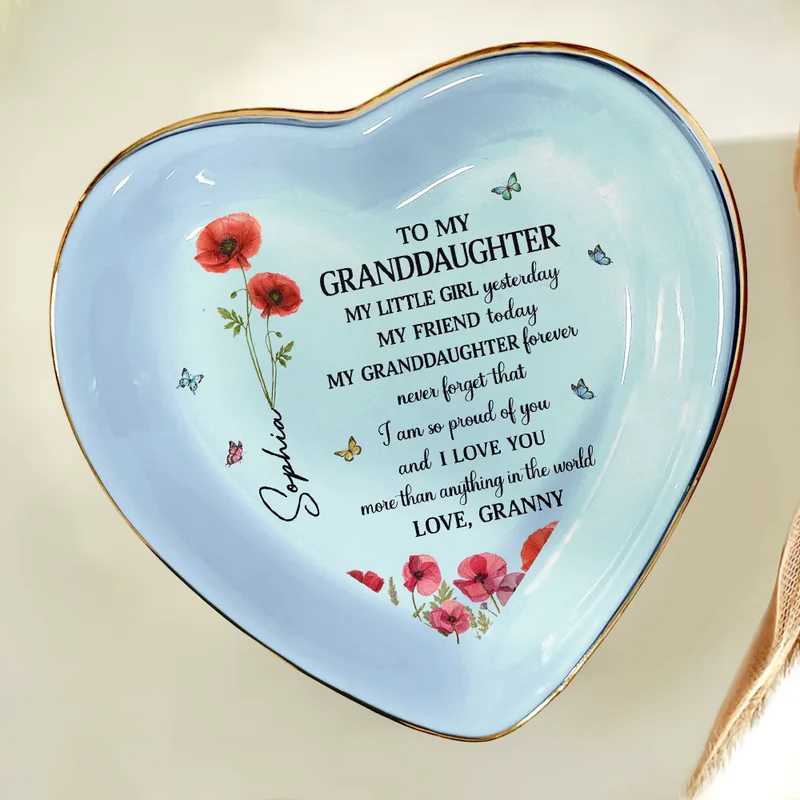 Birth Flower My Daughter Forever - Personalized Jewelry Dish - Gift For Daughter, Granddaughter