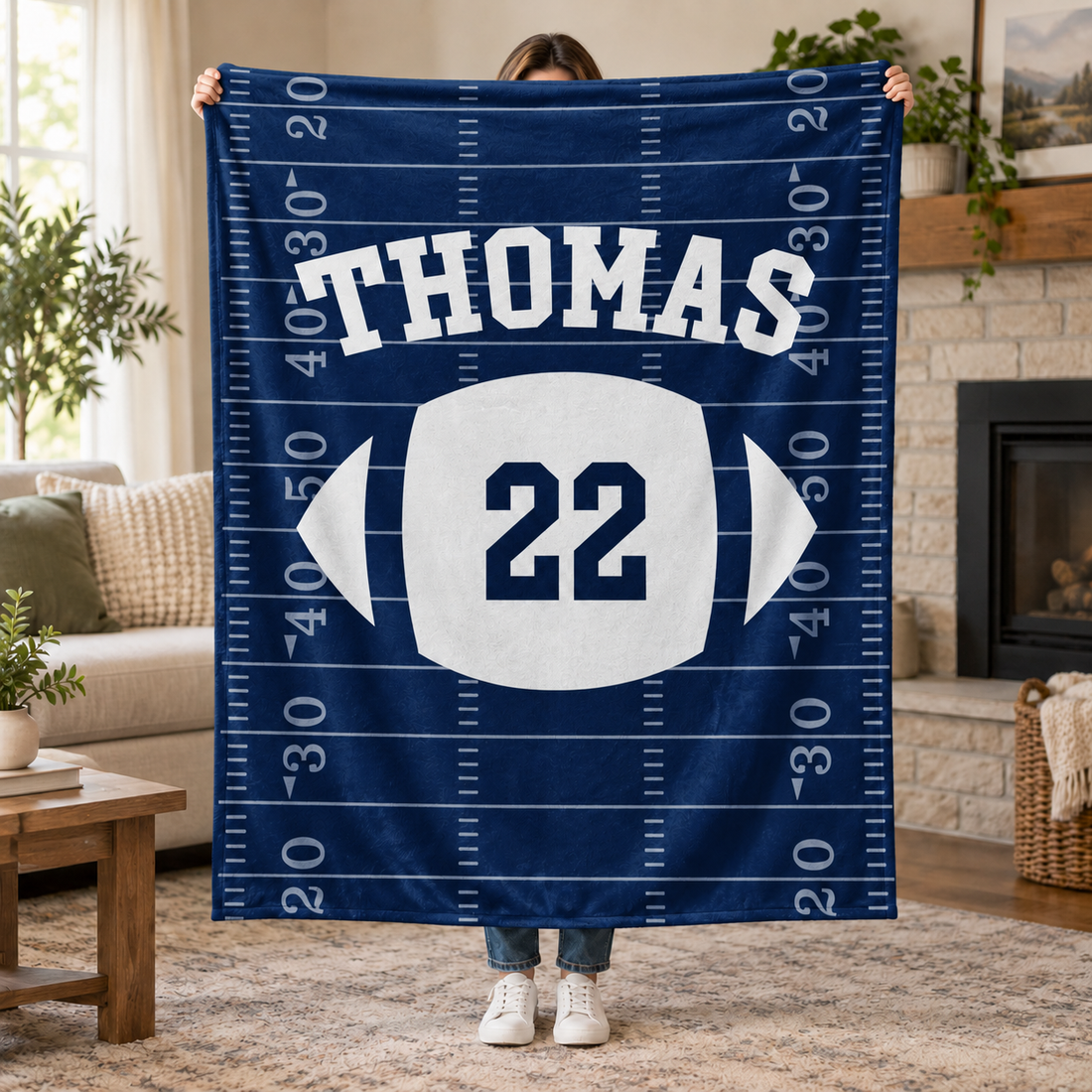 Custom Name & Number Football Team - Personalized Custom Blanket - Gift for Football Player, Football Gift For Son, Daughter