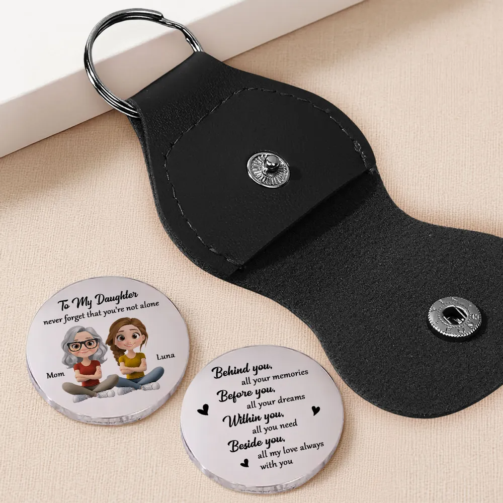 To My Daughter/Son Never Forget That I Am Here - Personalized Leather Pocket Hug - Gift From Mom To Daughter/Son