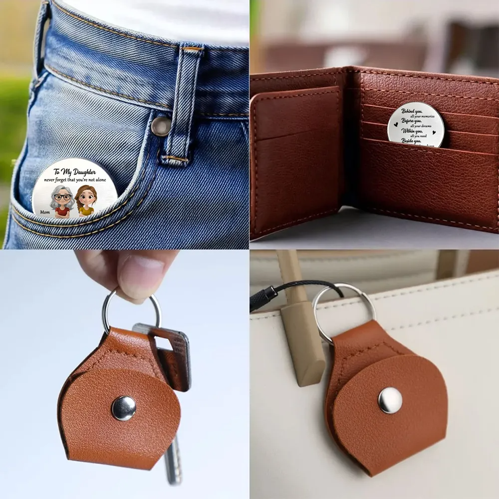 To My Daughter/Son Never Forget That I Am Here - Personalized Leather Pocket Hug - Gift From Mom To Daughter/Son