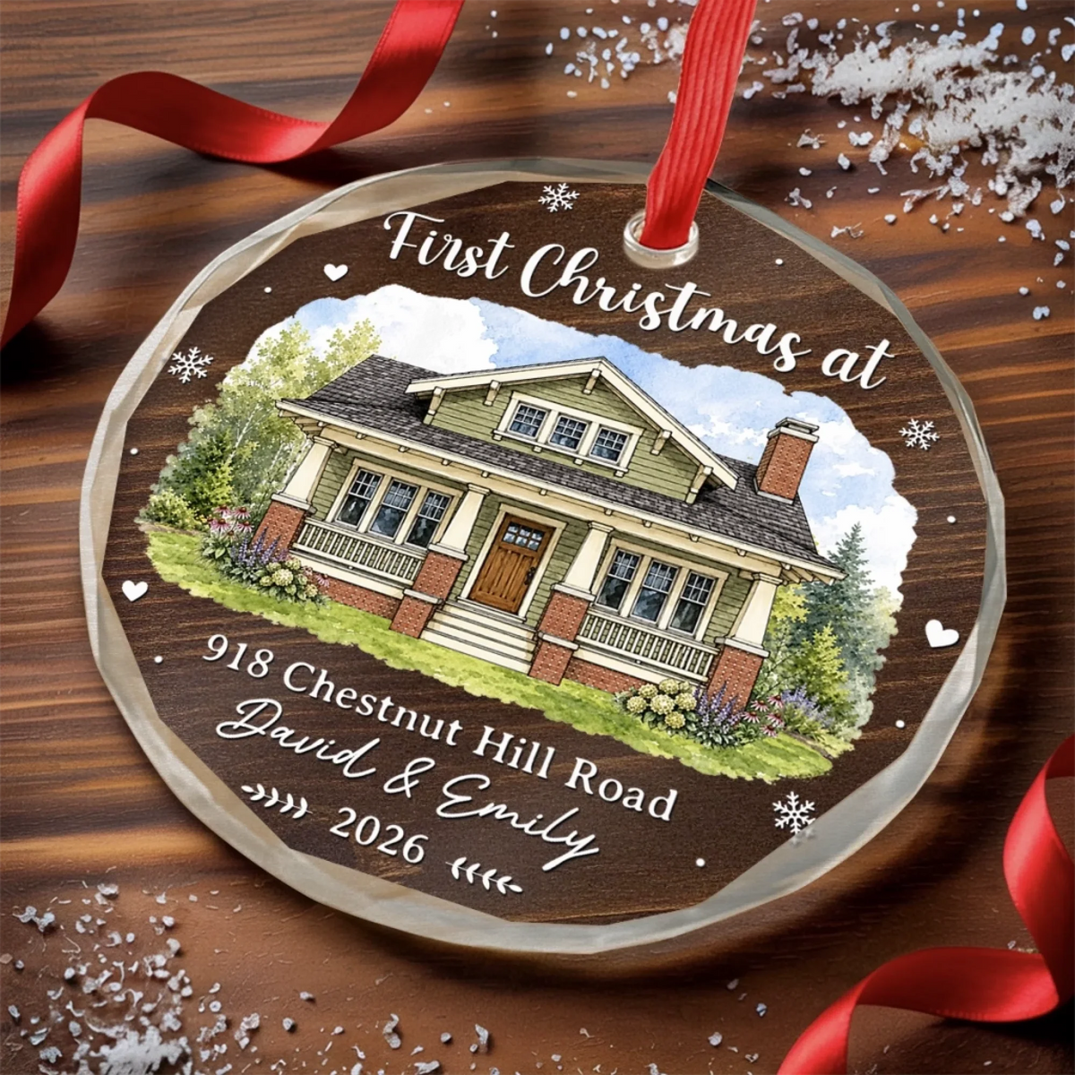 Custom Photo New Home New Keys New Memories - Personalized Circle Glass Ornament - Christmas Gift For Family, Housewarming Gift