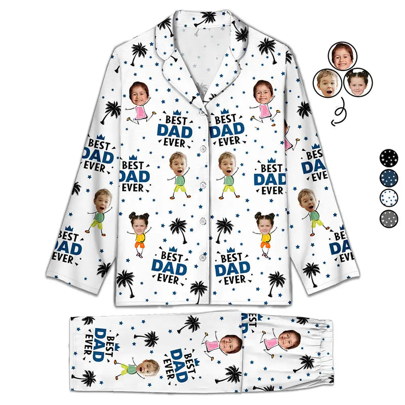 Custom Photo Best Dad Grandpa Ever - Personalized Sweatpants, Pajama Pants, Pajama Set - Christmas Gift For Dad, Daddy, Papa, Grandpa