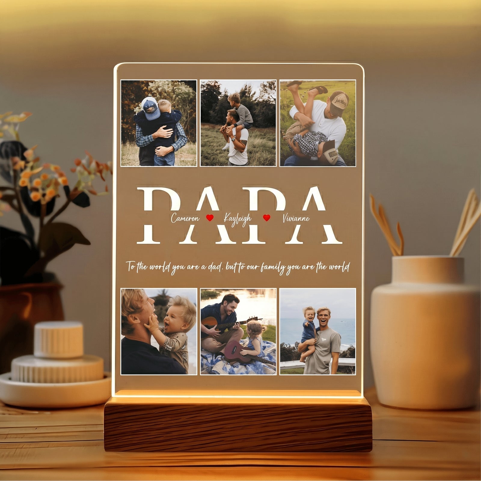 Best Papa Ever - Custom Photo DAD LED Night Light - Personalized Father's Day Gift for Dad, Papa, Grandpa, Daddy, Dada