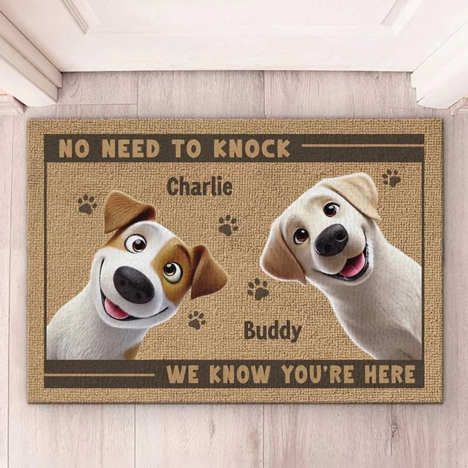 Paws Before People In This Happy Home Dog/Cat - Personalized Doormat - Personalized Gift for Dog/Cat Lovers, Dog/Cat Mom, Dog/Cat Dad, Pet Lovers