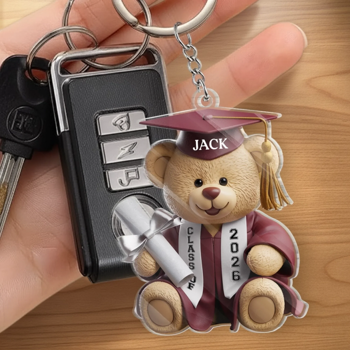 Pawsitively Proud Graduate - Personalized Acrylic Keychain - Gift For Her/Him, Daughter/Son, Grad Ceremony, Commencement