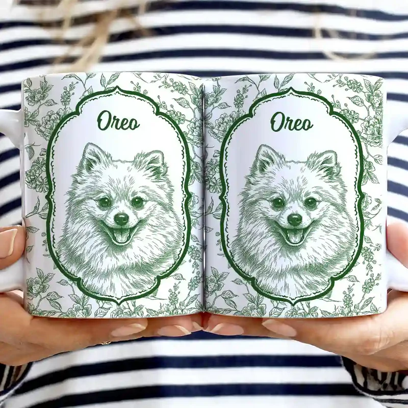 Custom Photo Pencil Sketch Art Dog Cat Kid Pet Portrait Toile - Personalized Custom Mug - Gift for Dog/Cat Lovers, Dog/Cat Mom, Pet Lovers