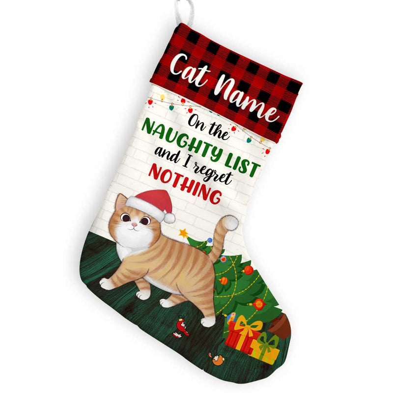 Personalized Cat Regret Nothing Christmas stocking, alternate view 2