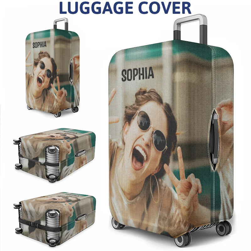 Custom Photo Friends Family Couple Travel Lover personalized luggage cover, alternate view 3