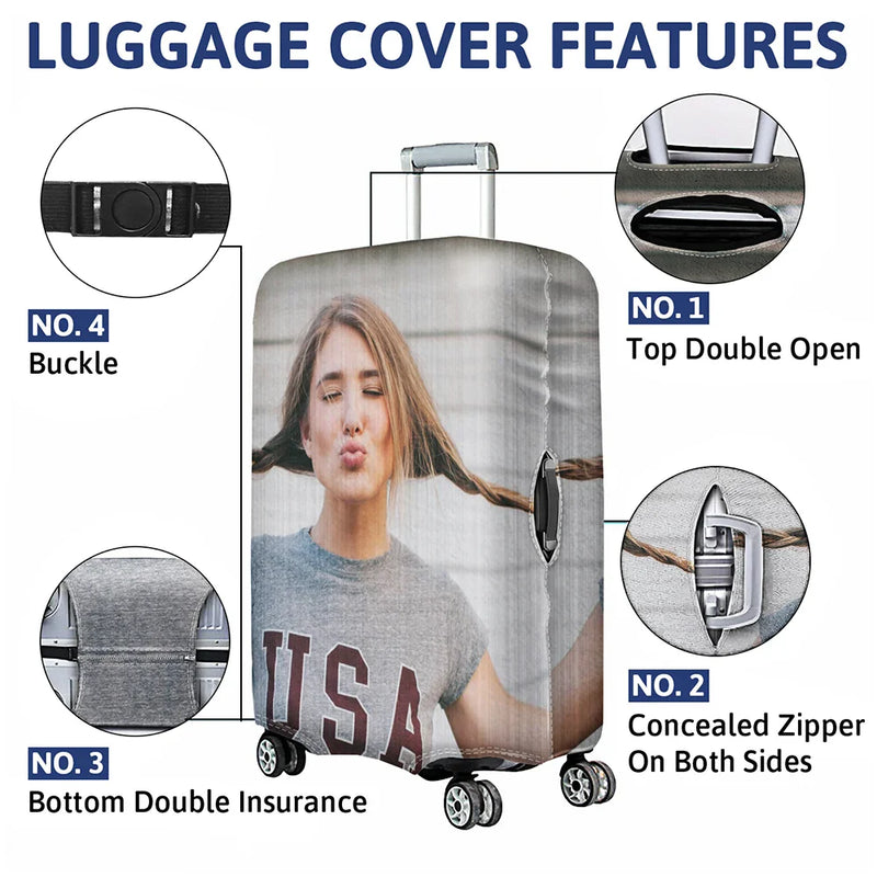 Custom Photo Friends Family Couple Travel Lover personalized luggage cover, alternate view 5