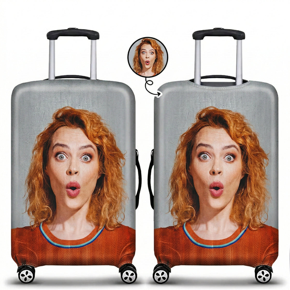 Custom Photo Friends Family Couple Travel Lover - Personalized Custom Luggage Cover - Gift For Traveling Lovers