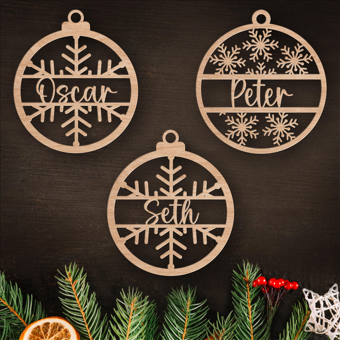 Personalized Name Wooden Ornament personalized custom shaped wood ornament, alternate view 3