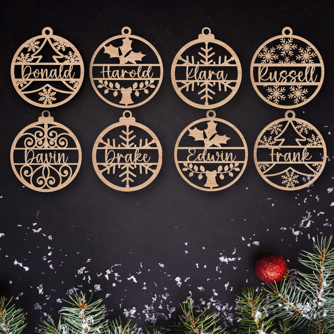 Personalized Name Wooden Ornament personalized custom shaped wood ornament, alternate view 4