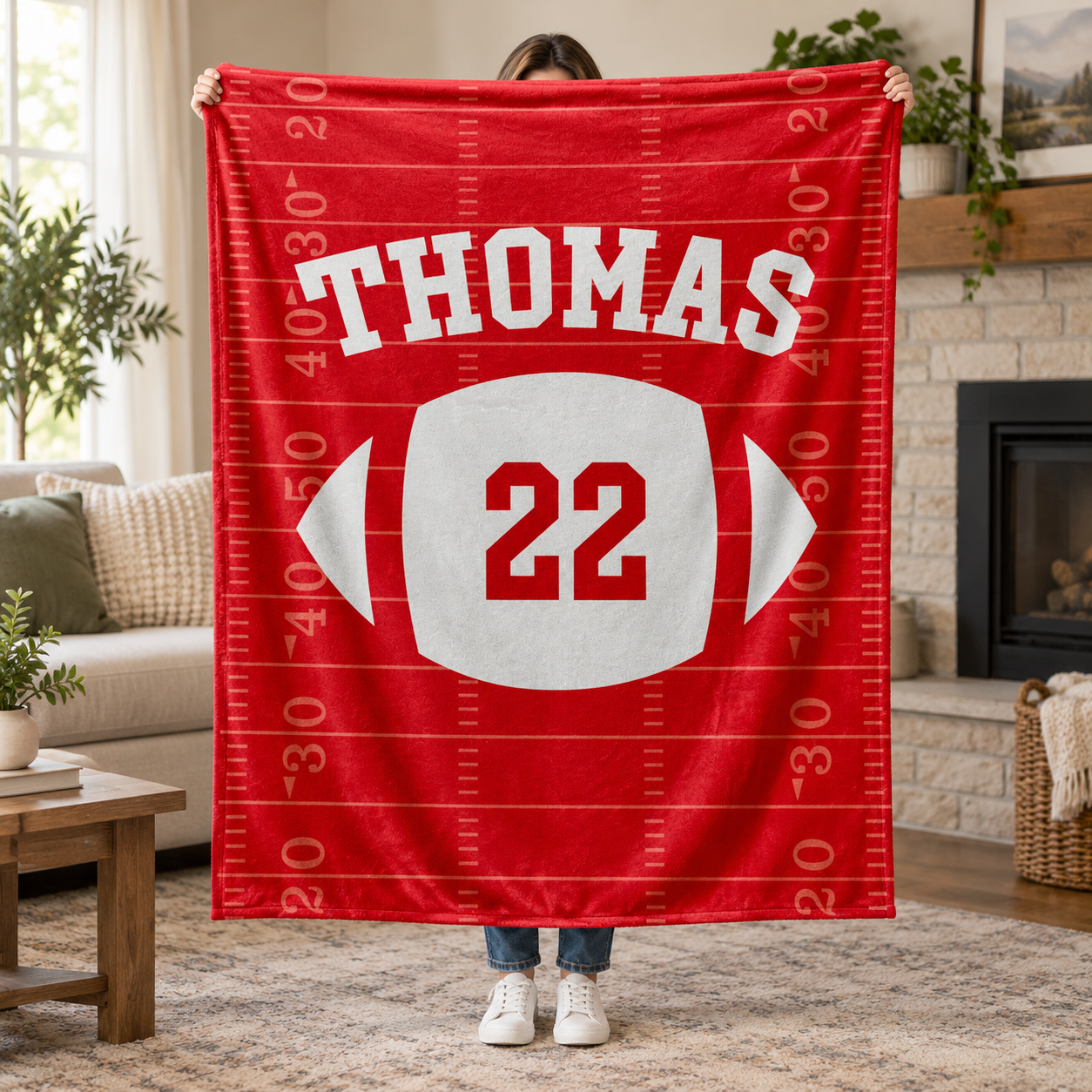 Custom Name & Number Football Team - Personalized Custom Blanket - Gift for Football Player, Football Gift For Son, Daughter