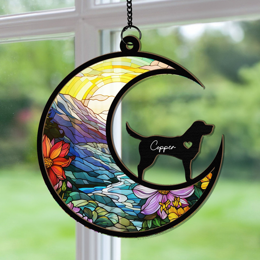 Pet Loss Dog/Cat - Personalized Window Hanging Suncatcher Ornament - Memorial Gift, Remembrance, Bereavement for Dog/Cat Owner
