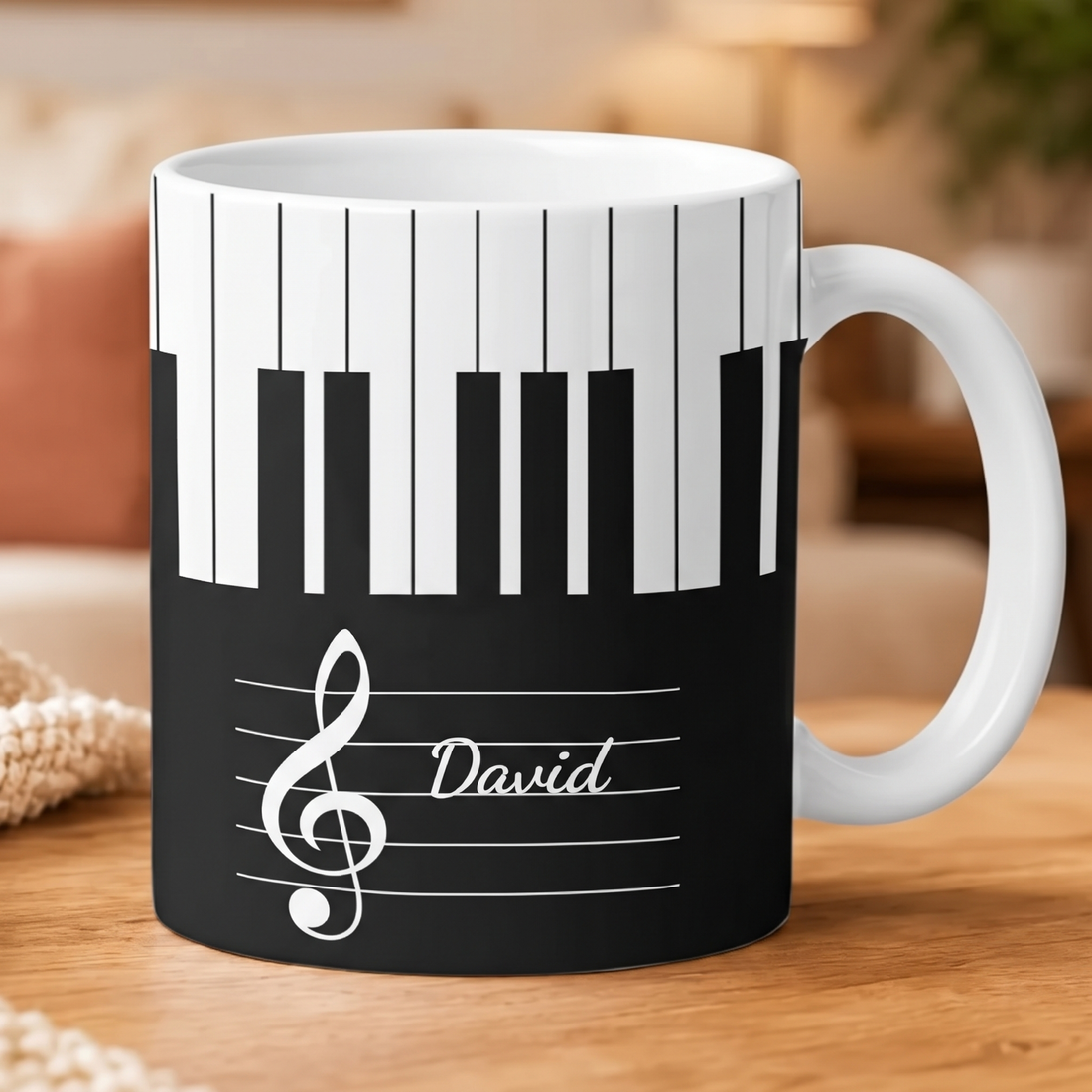 Custom Name Piano, Keyboard Music - Personalized Custom Mug - Gift For Musician, Pianist, Composers