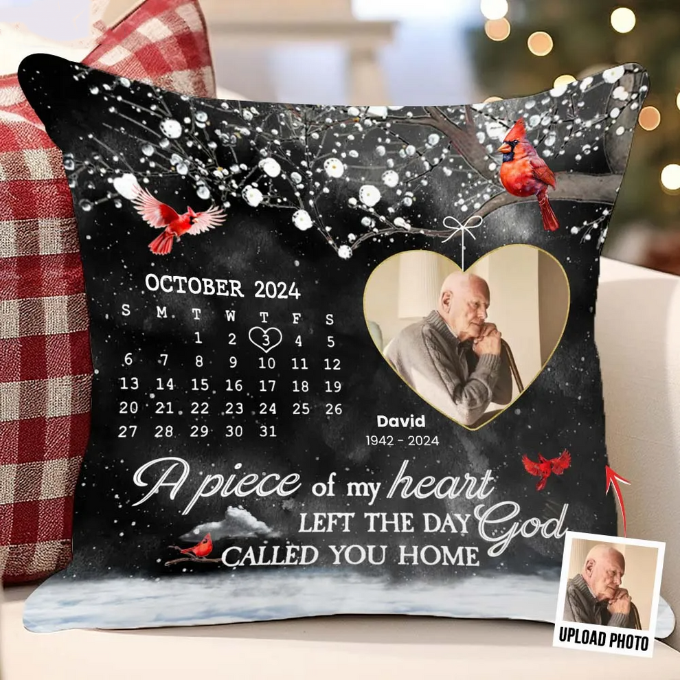 Personalized A Piece Of My Heart Left The Day God Called You Home pillow, main view