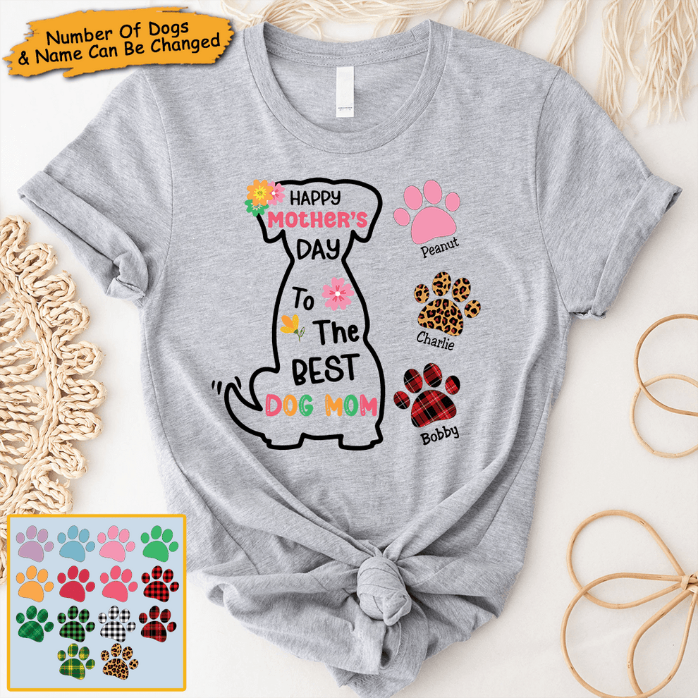 Personalized Happy Mother's Day To The Best Dog Mom t-shirt, main view