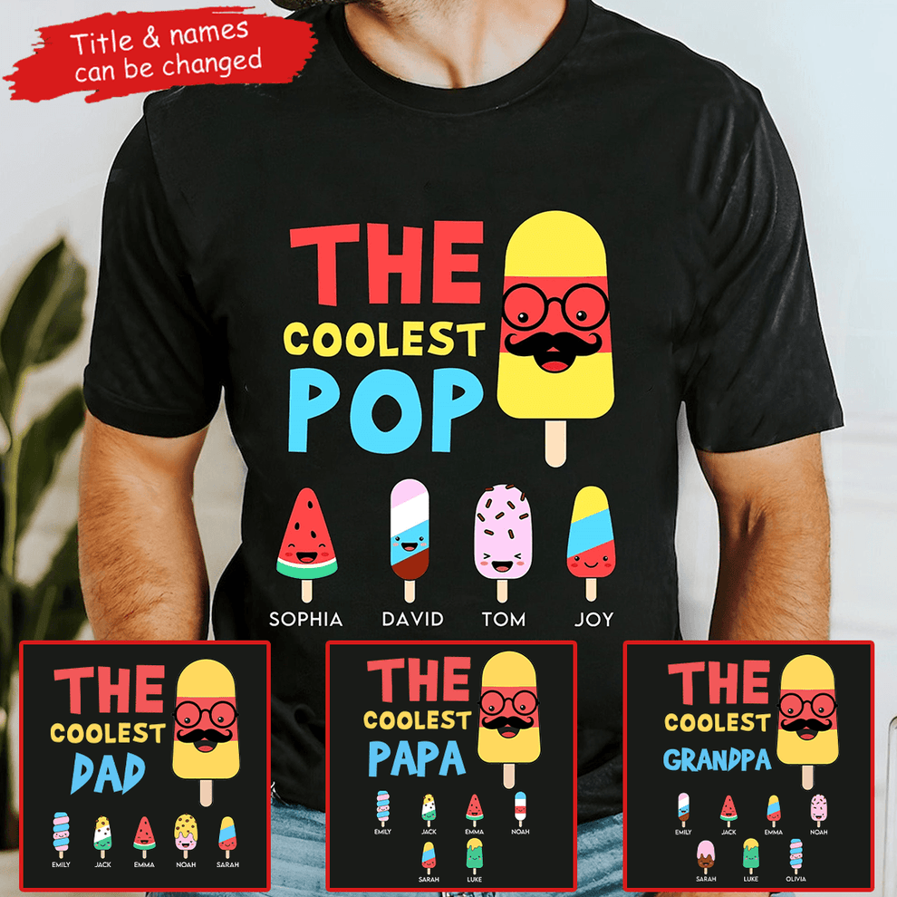 Personalized The Coolest Dad Funny Ice Cream t-shirt, main view