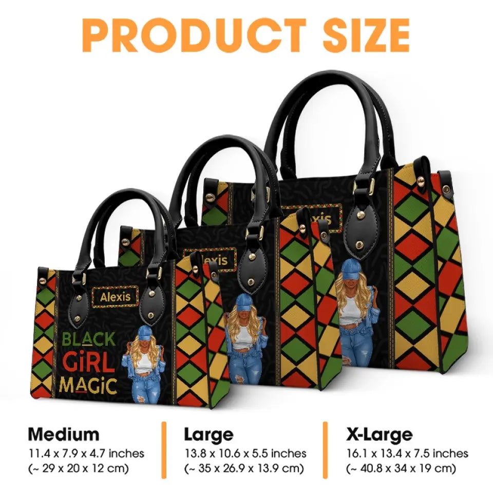 Personalized Power Of Black Girl handbag, carried outdoors
