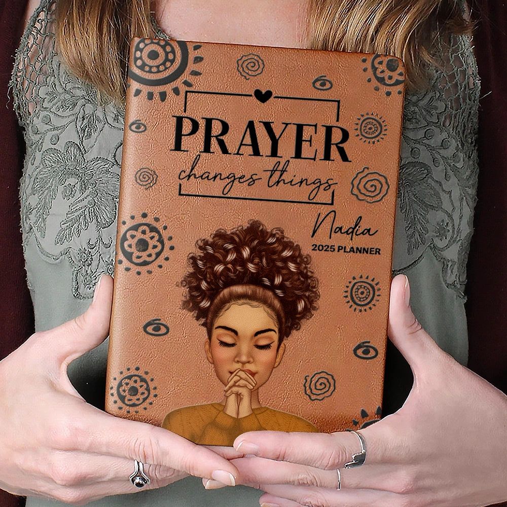 Personalized Prayer Changes Things leather cover notebook, alternate view 4