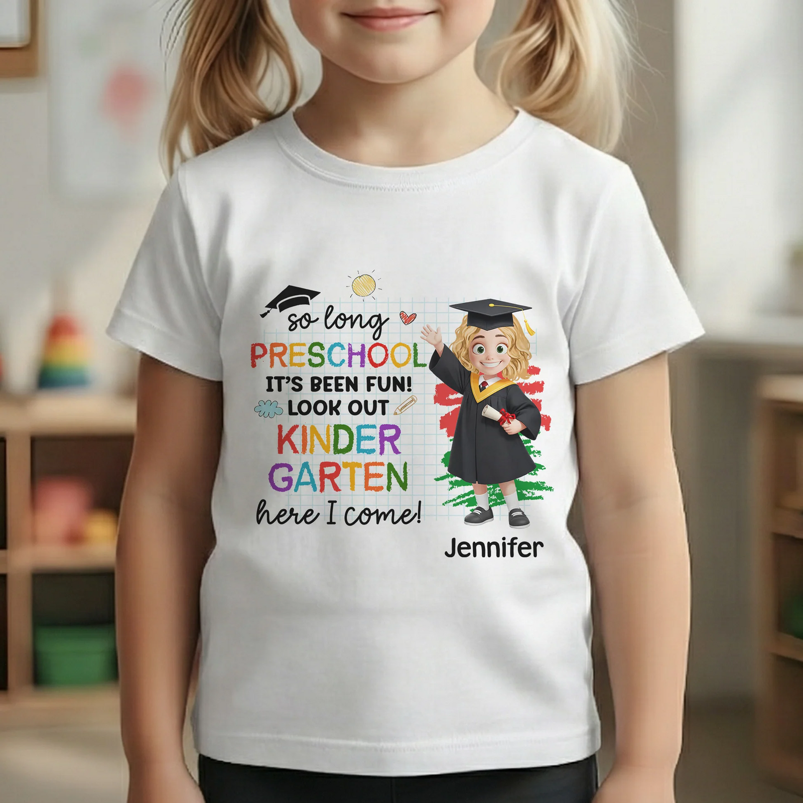 Pre K Graduation Kindergarten Here I Come - Custom Kid Shirt for Back To School | Personalized Gift for Student, Son, Daughter | Kindergarten, Pre-K, Preschool