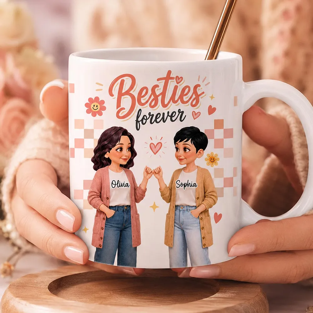 Pretty Besties Besties Forever - Personalized Custom Mug - Gift For Besties, Best Friends
