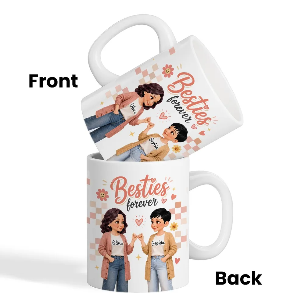 Pretty Besties Besties Forever - Personalized Custom Mug - Gift For Besties, Best Friends