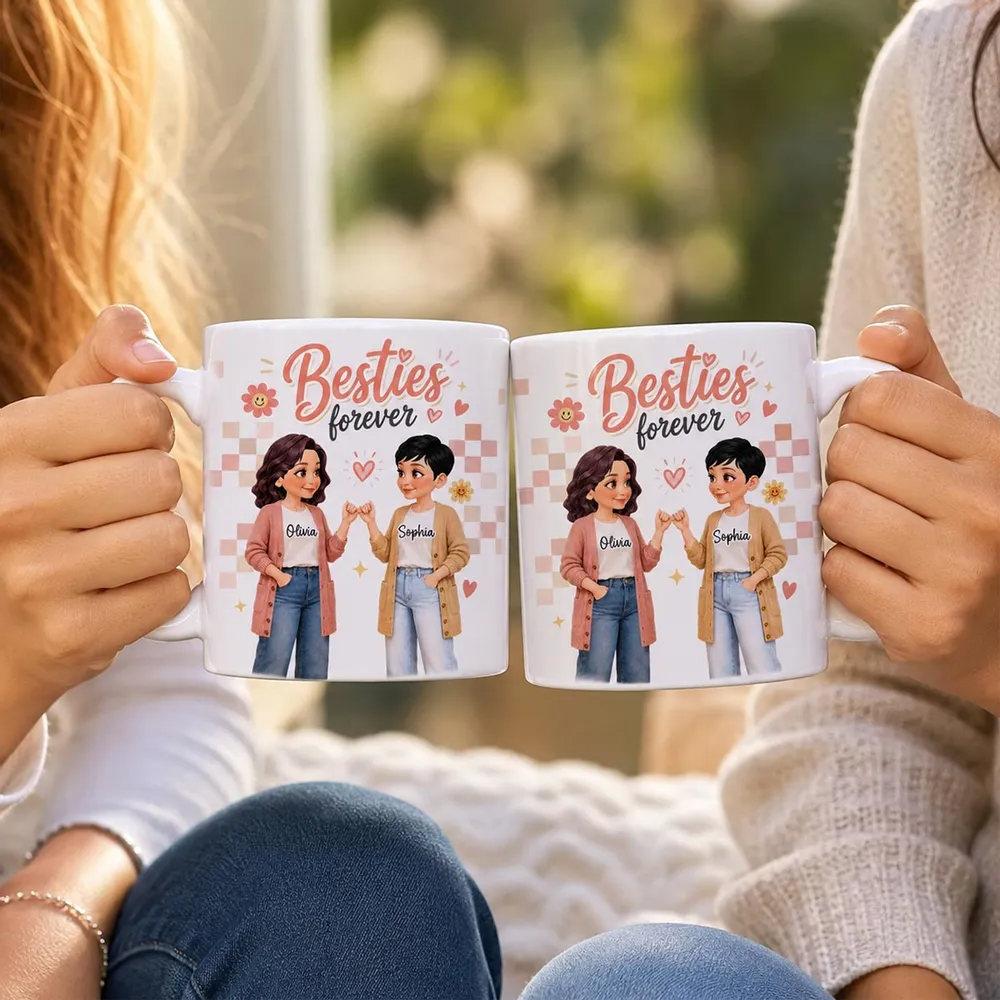 Pretty Besties Besties Forever - Personalized Custom Mug - Gift For Besties, Best Friends
