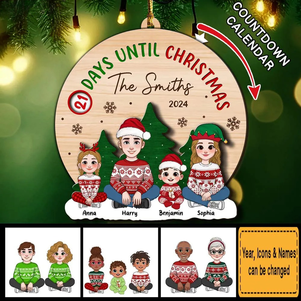 Personalized Countdown Until Christmas countdown ornament, main view