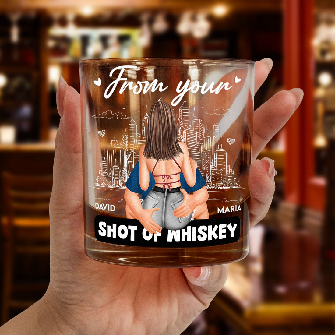 Promise To Always Be By Your Side Couple - Personalized Whiskey Glass - Gift For Him, Husband, Boyfriend on Anniversary, Valentine's Day