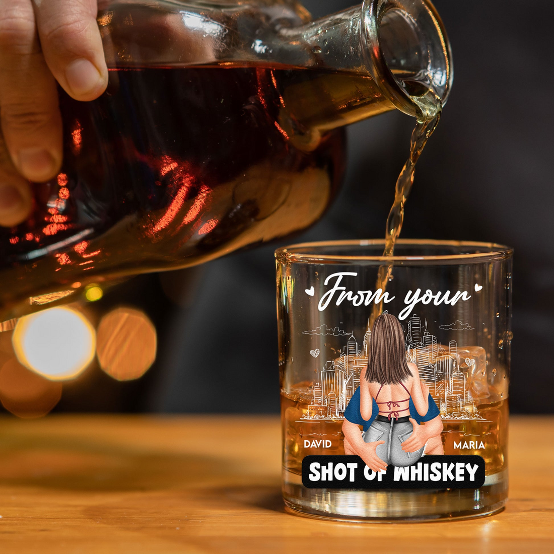 Promise To Always Be By Your Side Couple - Personalized Whiskey Glass - Gift For Him, Husband, Boyfriend on Anniversary, Valentine's Day