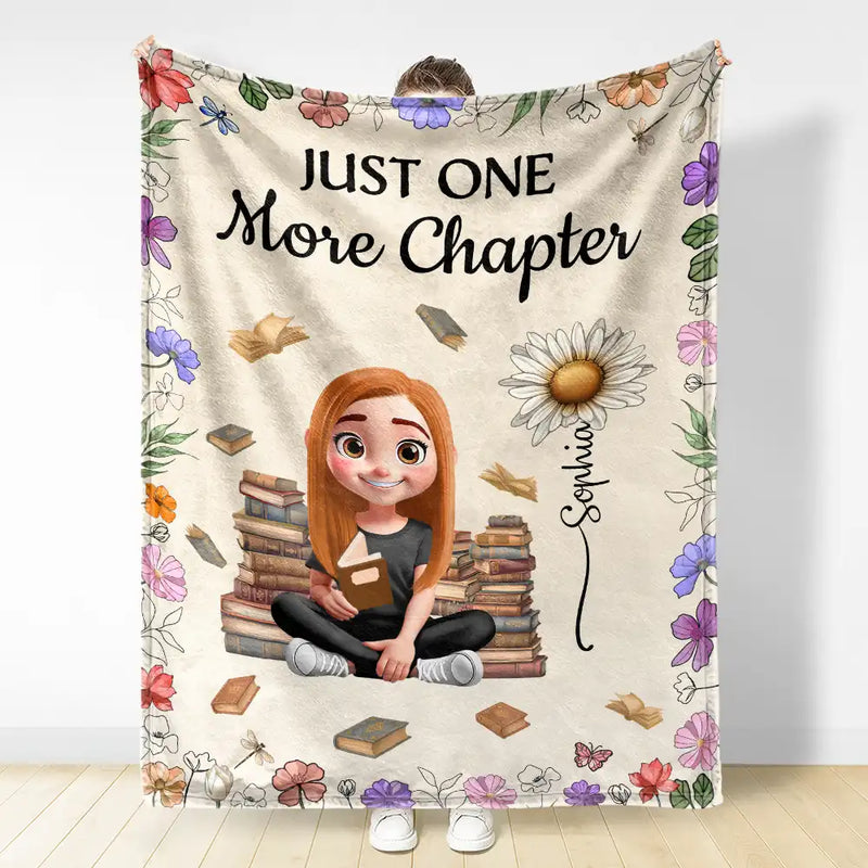 Reading Girl With Birth Month Flowers Book Lovers - Personalized Custom Blanket - Gift For Book Lovers, Bookworms, Readers