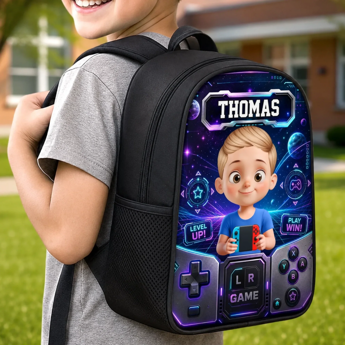 Personalized Ready For Class Gamer Boys Girls Back To School kid backpack, alternate view 4