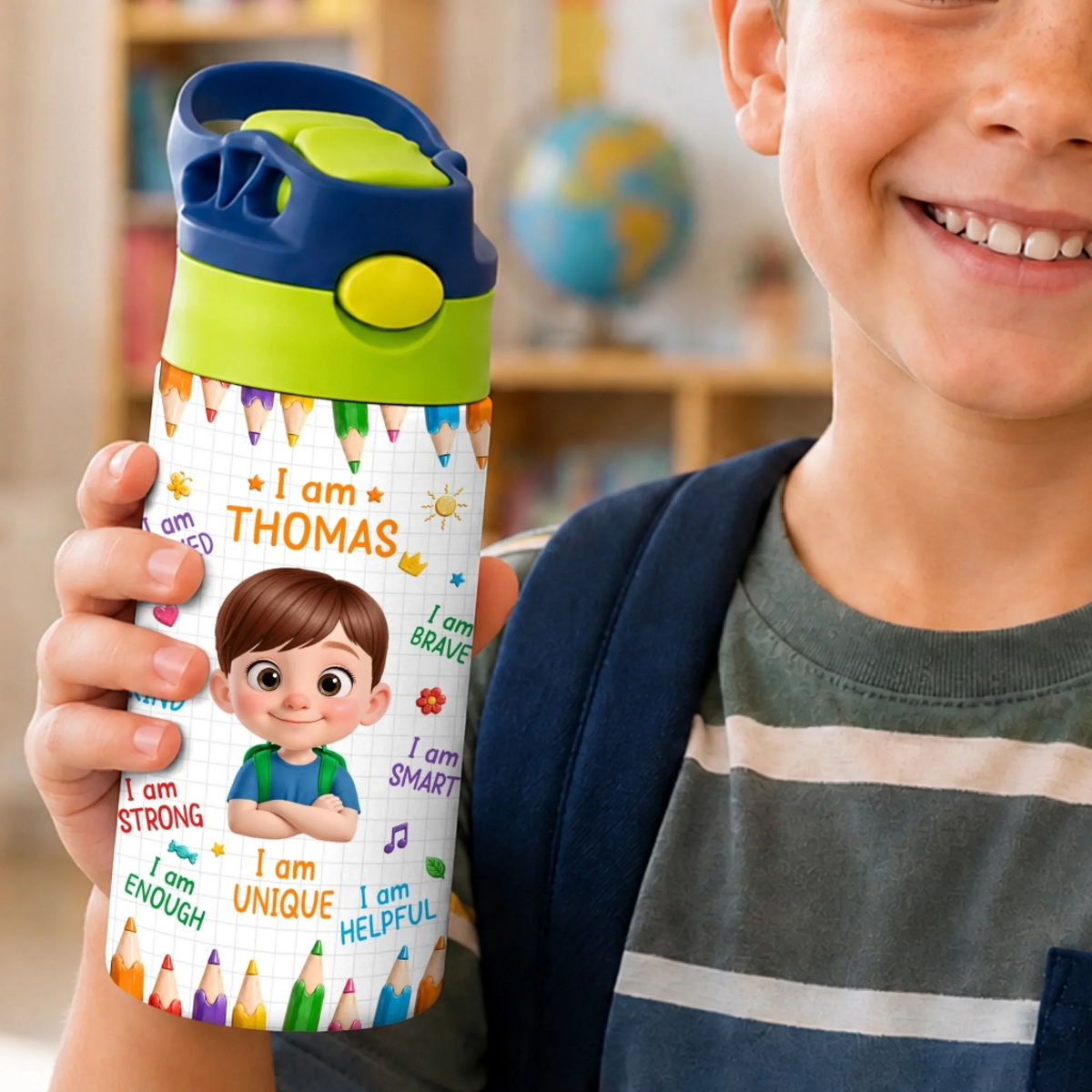 Ready Set Learn Kids Back To School - Personalized Kids Insulated Water Bottle - Gift For Back To School, First Day of School - Student, Son, Daughter | Kindergarten, Pre-K, Preschool