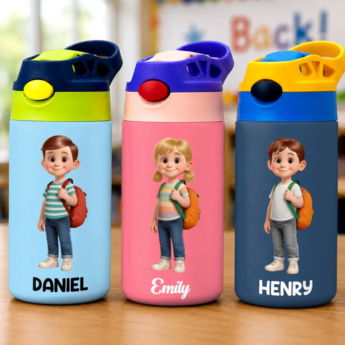 Ready To Learn Kids Back To School - Personalized Kids Insulated Water Bottle - Gift For Back To School, First Day of School - Student, Son, Daughter | Kindergarten, Pre-K, Preschool