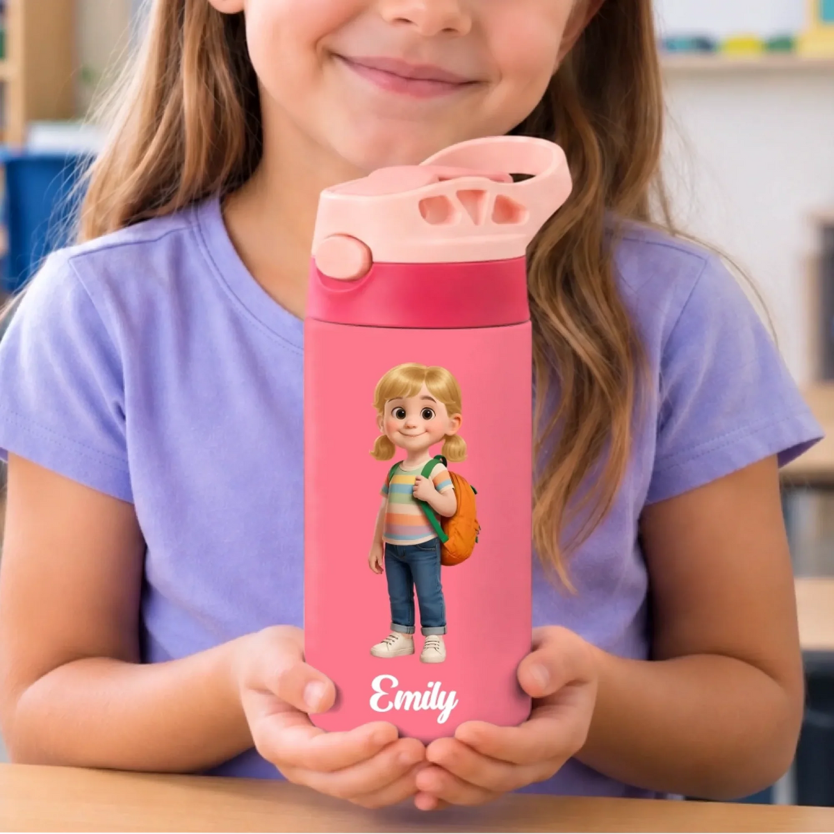 Ready To Learn Kids Back To School - Personalized Kids Insulated Water Bottle - Gift For Back To School, First Day of School - Student, Son, Daughter | Kindergarten, Pre-K, Preschool
