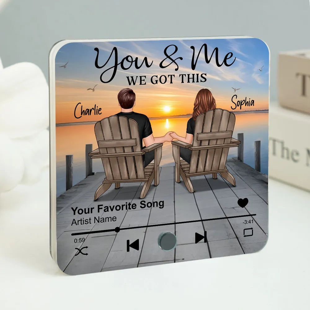 Romantic Couple Hand-in-Hand - Personalized Music Fridge Magnet - Anniversary & Valentine's Gift for Her/Him, Husband/Wife, Couples