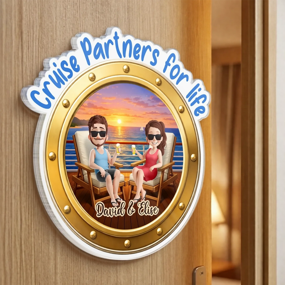 Sailing Into The Ocean Together Couple - Personalized Acrylic Fridge Magnet - Summer Vacation And Travel Gifts For Husband And Wife, Him And Her