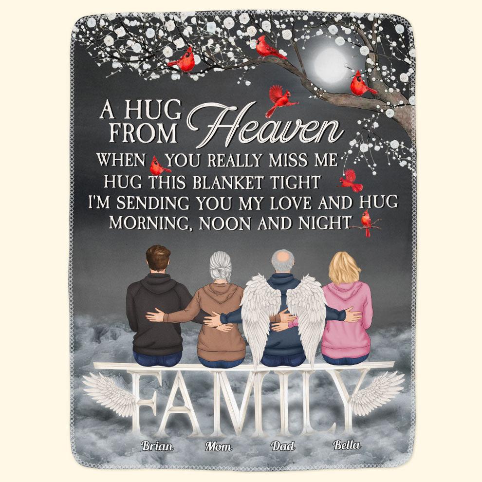 Personalized A Hug From Heaven fleece blanket, product with name options