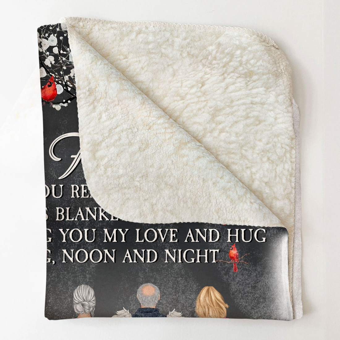 Personalized A Hug From Heaven fleece blanket, soft fleece fabric close-up