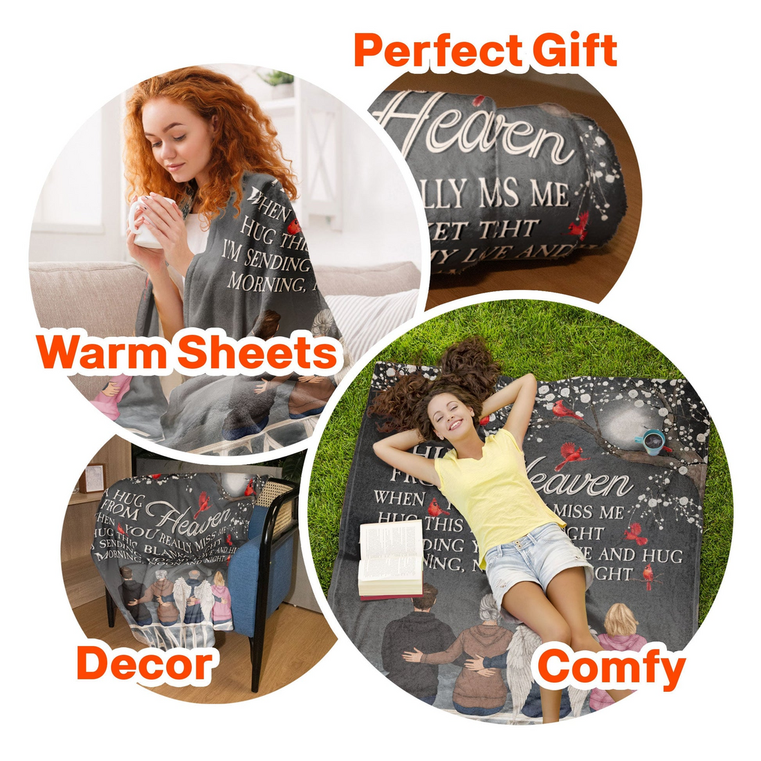 Personalized A Hug From Heaven fleece blanket, sherpa reverse side folded back
